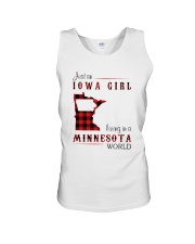 IOWA GIRL LIVING IN MINNESOTA WORLD Unisex Tank thumbnail