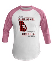 MARYLAND GIRL LIVING IN GEORGIA WORLD Baseball Tee tile