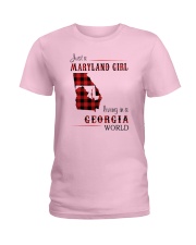 MARYLAND GIRL LIVING IN GEORGIA WORLD Ladies T-Shirt tile