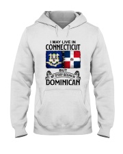 LIVE IN CONNECTICUT BEGAN IN DOMINICAN Hooded Sweatshirt tile