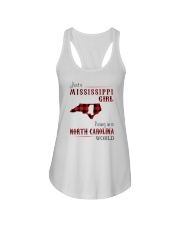 MISSISSIPPI GIRL LIVING IN NORTH CAROLINA WORLD Ladies Flowy Tank tile