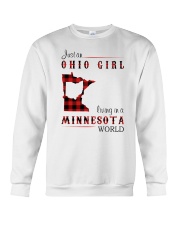 OHIO GIRL LIVING IN MINNESOTA WORLD Crewneck Sweatshirt tile