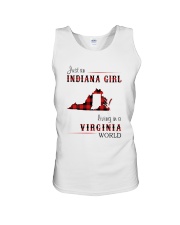 INDIANA GIRL LIVING IN VIRGINIA WORLD Unisex Tank thumbnail