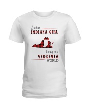 INDIANA GIRL LIVING IN VIRGINIA WORLD Ladies T-Shirt thumbnail