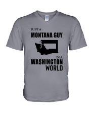 JUST A MONTANA GUY IN A WASHINGTON WORLD V-Neck T-Shirt thumbnail