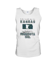 MINNESOTA GIRL LIFE TOOK TO KANSAS Unisex Tank tile
