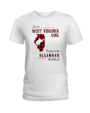 WEST VIRGINIA GIRL LIVING IN ILLINOIS WORLD Ladies T-Shirt thumbnail