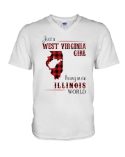 WEST VIRGINIA GIRL LIVING IN ILLINOIS WORLD V-Neck T-Shirt thumbnail