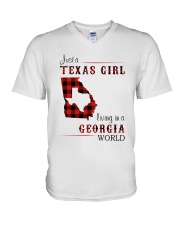 TEXAS GIRL LIVING IN GEORGIA WORLD V-Neck T-Shirt thumbnail