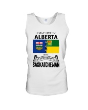 LIVE IN ALBERTA BEGAN IN SASKATCHEWAN ROOT WOMEN Unisex Tank thumbnail