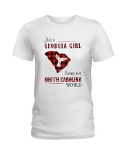 GEORGIA GIRL LIVING IN SOUTH CAROLINA WORLD Ladies T-Shirt tile