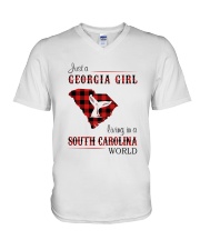 GEORGIA GIRL LIVING IN SOUTH CAROLINA WORLD V-Neck T-Shirt tile