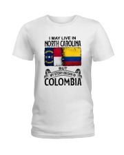 LIVE IN NORTH CAROLINA BEGAN IN COLOMBIA Ladies T-Shirt tile