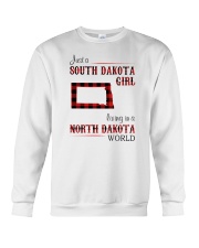 SOUTH DAKOTA GIRL LIVING IN NORTH DAKOTA WORLD Crewneck Sweatshirt thumbnail