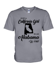 JUST A CALIFORNIA GIRL IN AN ALABAMA WORLD V-Neck T-Shirt thumbnail