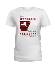 NEW YORK GIRL LIVING IN ARKANSAS WORLD Ladies T-Shirt thumbnail