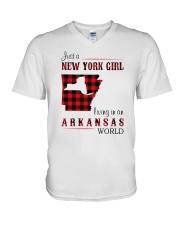 NEW YORK GIRL LIVING IN ARKANSAS WORLD V-Neck T-Shirt thumbnail