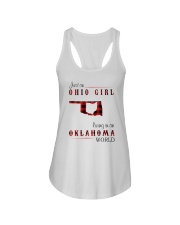 OHIO GIRL LIVING IN OKLAHOMA WORLD Ladies Flowy Tank tile