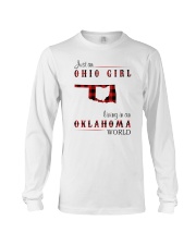 OHIO GIRL LIVING IN OKLAHOMA WORLD Long Sleeve Tee tile
