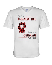 ALBANIAN GIRL LIVING IN GERMAN WORLD V-Neck T-Shirt tile