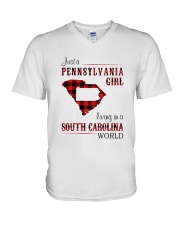 PENNSYLVANIA GIRL LIVING IN SOUTH CAROLINA WORLD V-Neck T-Shirt thumbnail