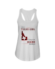 TEXAS GIRL LIVING IN IDAHO WORLD Ladies Flowy Tank tile