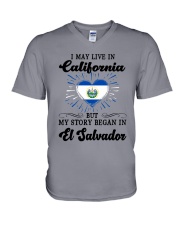 LIVE IN CALIFORNIA BEGAN IN EL SALVADOR HEART V-Neck T-Shirt thumbnail