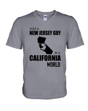 JUST A NEW JERSEY GUY IN A CALIFORNIA WORLD V-Neck T-Shirt thumbnail