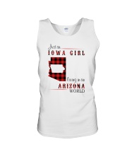 IOWA GIRL LIVING IN ARIZONA WORLD Unisex Tank thumbnail