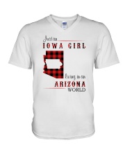 IOWA GIRL LIVING IN ARIZONA WORLD V-Neck T-Shirt thumbnail