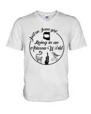 JUST AN IOWA GIRL LIVING IN AN ARIZONA WORLD V-Neck T-Shirt thumbnail