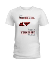 CALIFORNIA GIRL LIVING IN TENNESSEE WORLD Ladies T-Shirt tile