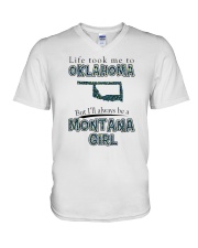 MONTANA GIRL LIFE TOOK TO OKLAHOMA V-Neck T-Shirt tile