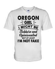 Oregon Girl At Least I'm Not Fake V-Neck T-Shirt tile