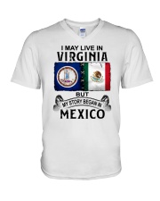 LIVE IN VIRGINIA BEGAN IN MEXICO V-Neck T-Shirt tile
