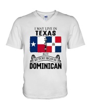 LIVE IN TEXAS BEGAN IN DOMINICAN ROOT WOMEN V-Neck T-Shirt thumbnail