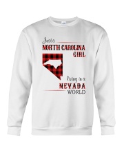 NORTH CAROLINA GIRL LIVING IN NEVADA WORLD Crewneck Sweatshirt tile