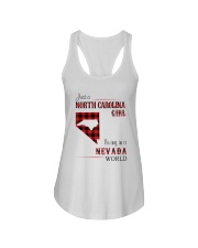 NORTH CAROLINA GIRL LIVING IN NEVADA WORLD Ladies Flowy Tank tile