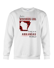 WISCONSIN GIRL LIVING IN ARKANSAS WORLD Crewneck Sweatshirt thumbnail