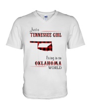 TENNESSEE GIRL LIVING IN OKLAHOMA WORLD V-Neck T-Shirt thumbnail
