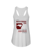 NORTH CAROLINA GIRL LIVING IN ARKANSAS WORLD Ladies Flowy Tank tile