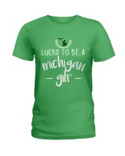 Lucky To Be Michigan Girl Ladies T-Shirt front