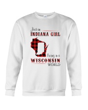 INDIANA GIRL LIVING IN WISCONSIN WORLD Crewneck Sweatshirt thumbnail