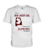 JERSEY GIRL LIVING IN ALABAMA WORLD V-Neck T-Shirt thumbnail
