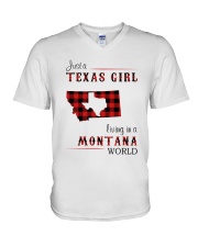 TEXAS GIRL LIVING IN MONTANA WORLD V-Neck T-Shirt thumbnail