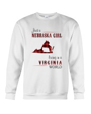 NEBRASKA GIRL LIVING IN VIRGINIA WORLD Crewneck Sweatshirt tile