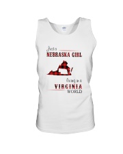 NEBRASKA GIRL LIVING IN VIRGINIA WORLD Unisex Tank tile