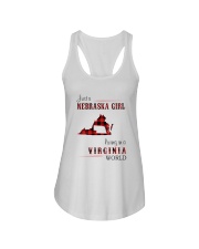 NEBRASKA GIRL LIVING IN VIRGINIA WORLD Ladies Flowy Tank tile