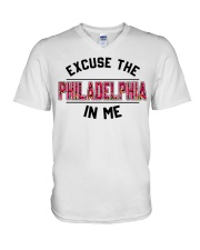 EXCUSE THE PHILADELPHIA IN ME V-Neck T-Shirt tile