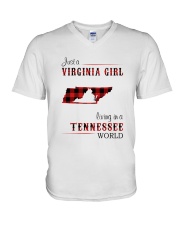 VIRGINIA GIRL LIVING IN TENNESSEE WORLD V-Neck T-Shirt thumbnail